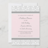 Grey Damask 90th Birthday Party Invitations (Dos)