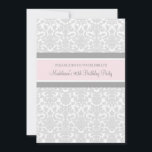 Grey Damask 90th Birthday Party Invitations<br><div class="desc">Personnalisé 90ème anniversaire invitations à la fête dans élégant pastel rose pâle,  gris et blanc classique floral damassé motif vintage. Ajoutez votre nom et les détails de votre fête pour une invitation unique et élégante à la fête d'anniversaire.</div>