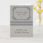 Grey Damask Floral Lijst Kaart (Gele Bloem)