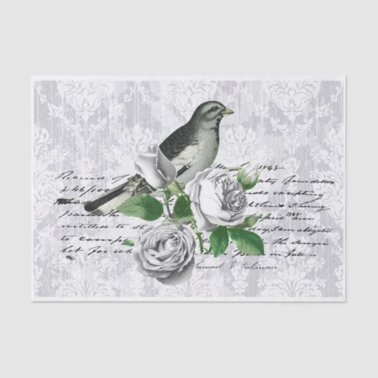 Grey Damask Floral Tissuepapier (Voorkant)
