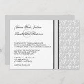 Grey Damask Formal 5x7 Wedding Uitnodiging (Voorkant / Achterkant)
