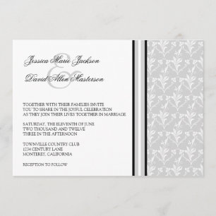 Grey Damask Formal 5x7 Wedding Uitnodiging
