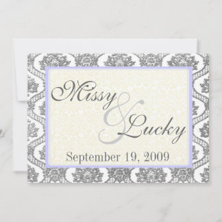 Grey Damask Invitation Kaart
