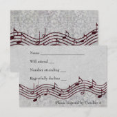 Grey Damask Red Music RSVP (Devant / Derrière)