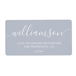 Grey Dawn Modern Script Family Retouradres Etiket