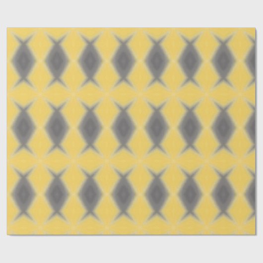 Grey diamond motifs on yellow wrapping paper cadeaupapier (Vlak)