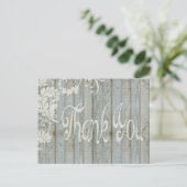 Grey Distressed Wood Rustiek Bedankt Post Kaart (Staand voorkant)