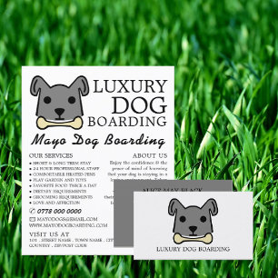 Grey Dog met Bone, Dog Boarding Visitekaartje