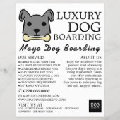 Grey Dog met bot, Dog Boarding, Adverteren Flyer (Voorkant)