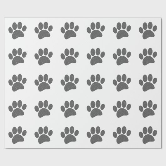 Grey Dog Paw Print Cartoon Oud Papier Print (Vlak)