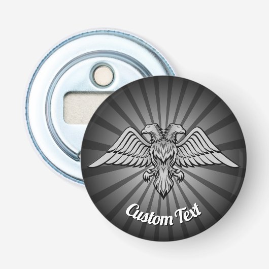 Grey Eagle met twee koppen Bottle Open Button Flesopener (Voorkant)