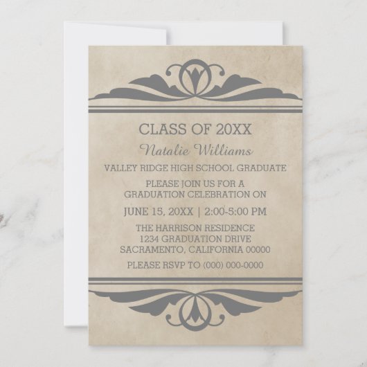 Grey Elegant Deco Invitation (Devant)