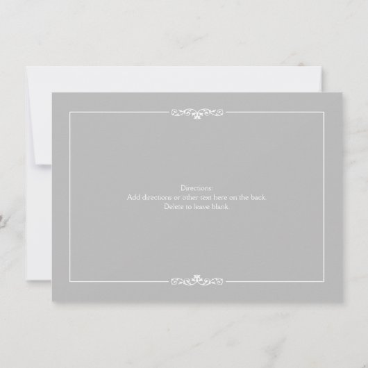 Grey Elegant Mariage Répétition Dîner Invitation (Dos)
