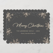 Grey Elegant Modern Snowflake Christmas Card Feestdagenkaart (Voorkant / Achterkant)
