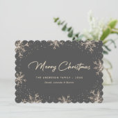 Grey Elegant Modern Snowflake Christmas Card Feestdagenkaart (Staand voorkant)