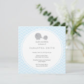 Grey Elephant ı Baby shower Invitation Kaart (Staand voorkant)