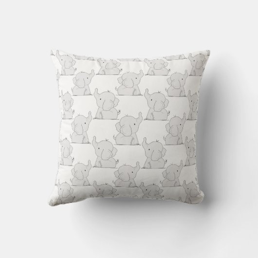 Grey Elephant Pattern Baby Aankondiging Stats PRPL Kussen (Achterkant)