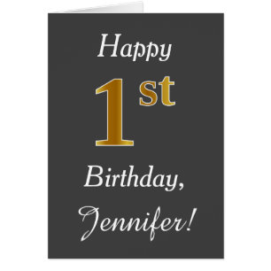 Grey, Faux Gold 1er anniversaire + Nom personnalis