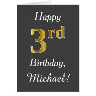 Grey, Faux Gold 3e anniversaire + Nom personnalisé