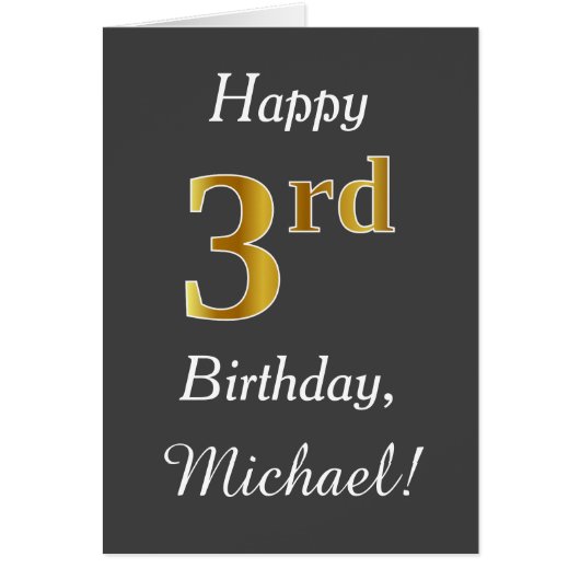 Grey, Faux Gold 3e anniversaire + Nom personnalisé (Devant)