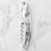 Grey Faux Marble Monogram Waiter's Kurkentrekker (Voorkant)