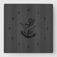 Grey Faux Planks Black Anchor