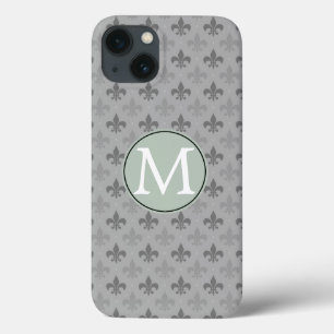 Grey Fleur de Lis iPhone 13 Hoesje