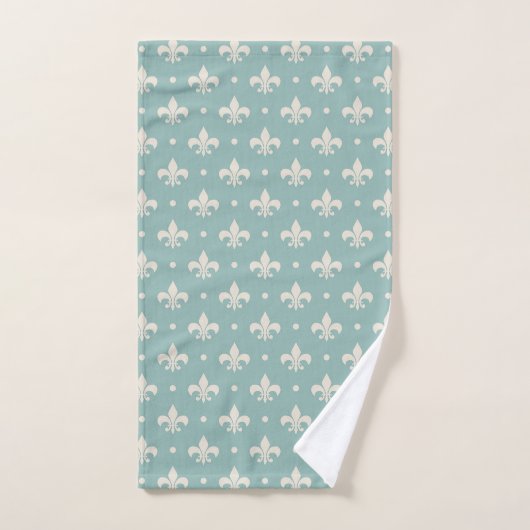 Grey Fleur De Lis motif sur arrière - plan turquoi (Serviette à main)