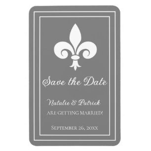 Grey Fleur de Lis Save the Date Magnet Magneet