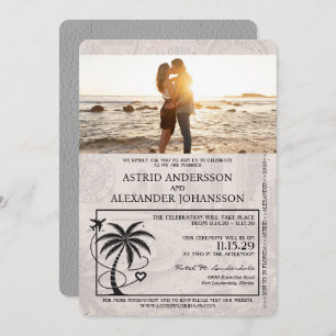 Grey Florida Passport bruiloft uitnodiging