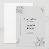 Grey Flower Huwelijksuitnodiging Kaart (Voorkant / Achterkant)