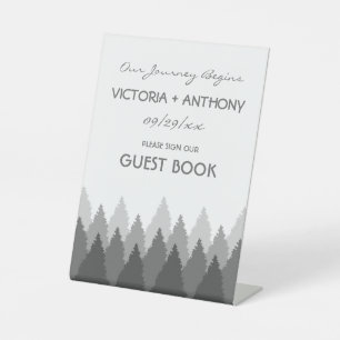 Grey Forest Range Woodland bruiloft Reclamebord Met Voetstuk