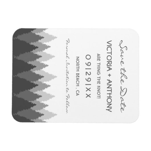 Grey Forest Range Woodland Bruiloft Save The Date Magneet (Horizontaal)