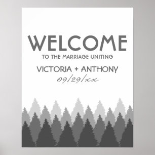 Grey Forest Range Woodland bruiloft welkom Poster