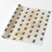 Grey Frenchie Bulldog in Santa Hat Cadeaupapier (Uitgerold)