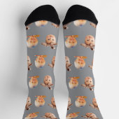 Grey Funny Custom 2 Gezicht Foto Papa Sokken (Top)