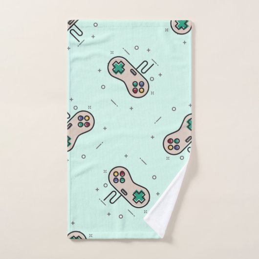 Grey game joystick op blauw handdoek (Handdoek)