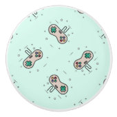 Grey game joystick op blauw keramische knop (Voorkant)