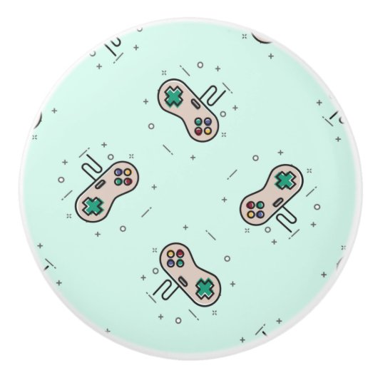 Grey game joystick op blauw keramische knop (Voorkant)