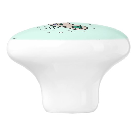 Grey game joystick op blauw keramische knop (Zijkant)