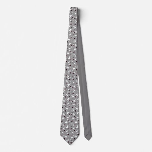 Grey Geo Star & Triangle Pattern Tie Stropdas (Voorkant)