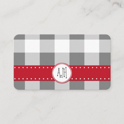 Grey Gingham, Gingham Pattern, Geometric Pattern Visitekaartje (Voorkant)