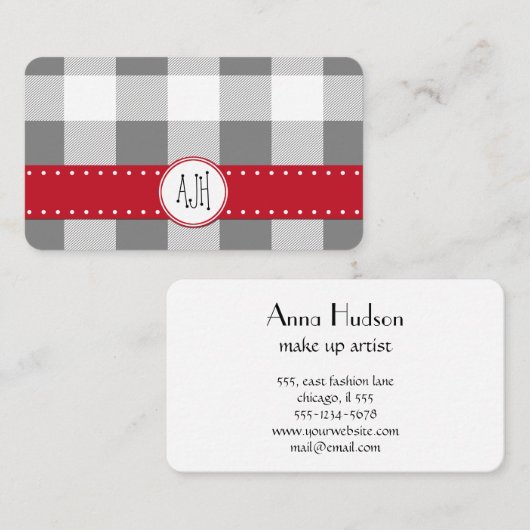 Grey Gingham, Gingham Pattern, Geometric Pattern Visitekaartje (Voorkant / Achterkant)