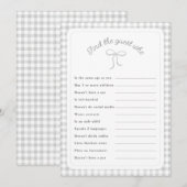 Grey Gingham Vind de gast die douche spel Kaart (Voorkant / Achterkant)