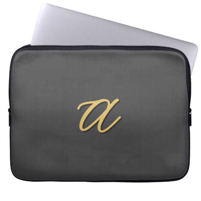 Grey Gold Color Monogram Professional Laptop Sleeve (Voorkant)