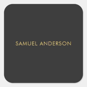 Grey Gold Color Professional Voeg naam toe Vierkante Sticker