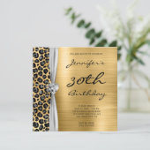 Grey Gold Leopard Folie Gem Ribbon 30e verjaardag Kaart (Staand voorkant)