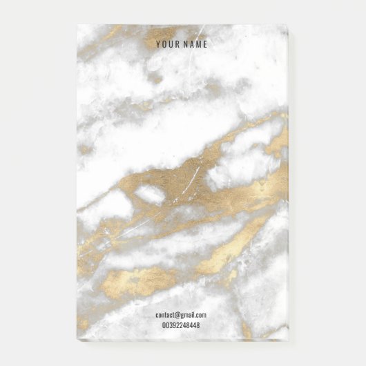 Grey Gold White marble Stone Name Adress Lux Post-it® Notes (Voorkant)