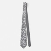 Grey Gray Floral Pattern Custom Necktie Stropdas (Voorkant)