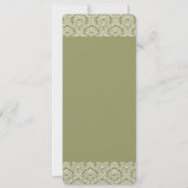 Grey Green Damask Swirls Wedding Invitation Kaart (Achterkant)